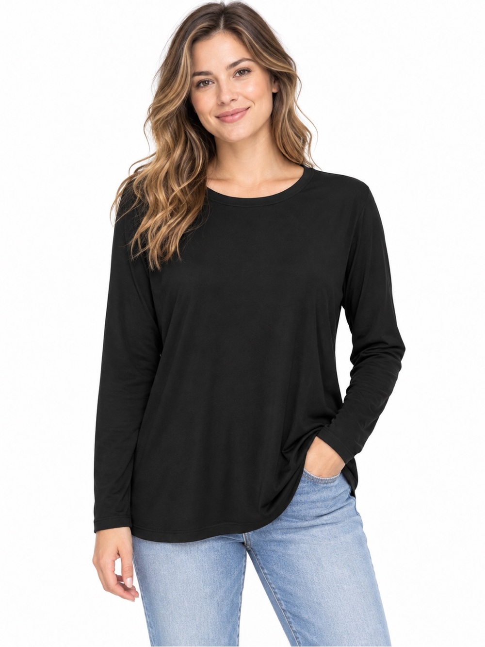 Oversized Tunic Top 2XL Plus Long Sleeve Shirt Loose Fit Stretch Blouse classic